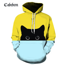 Load image into Gallery viewer, 1New shelves cute cat hoodie 3D sweatshirt ladies men kawaii black cat hoodie animal autumn hooded pullover funny streetwear