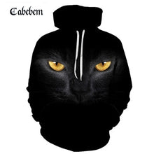 Load image into Gallery viewer, 1New shelves cute cat hoodie 3D sweatshirt ladies men kawaii black cat hoodie animal autumn hooded pullover funny streetwear