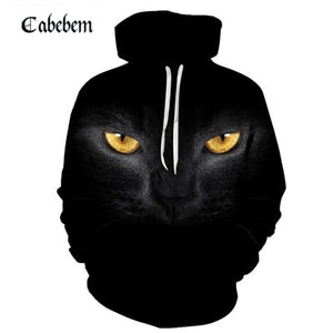 1New shelves cute cat hoodie 3D sweatshirt ladies men kawaii black cat hoodie animal autumn hooded pullover funny streetwear